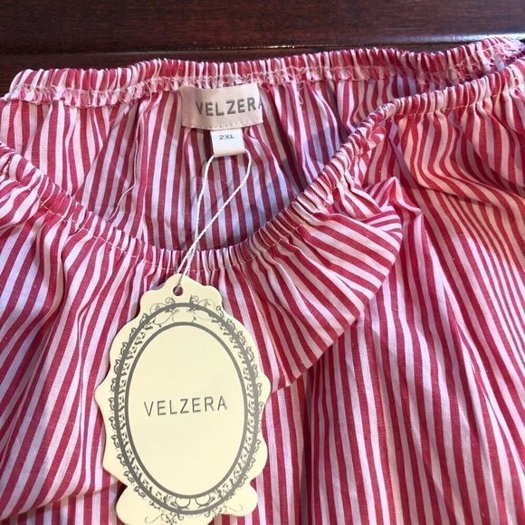 Velzera Stripe Floral 3/4 Sleeve Blouse Plus - Picture 6 of 6